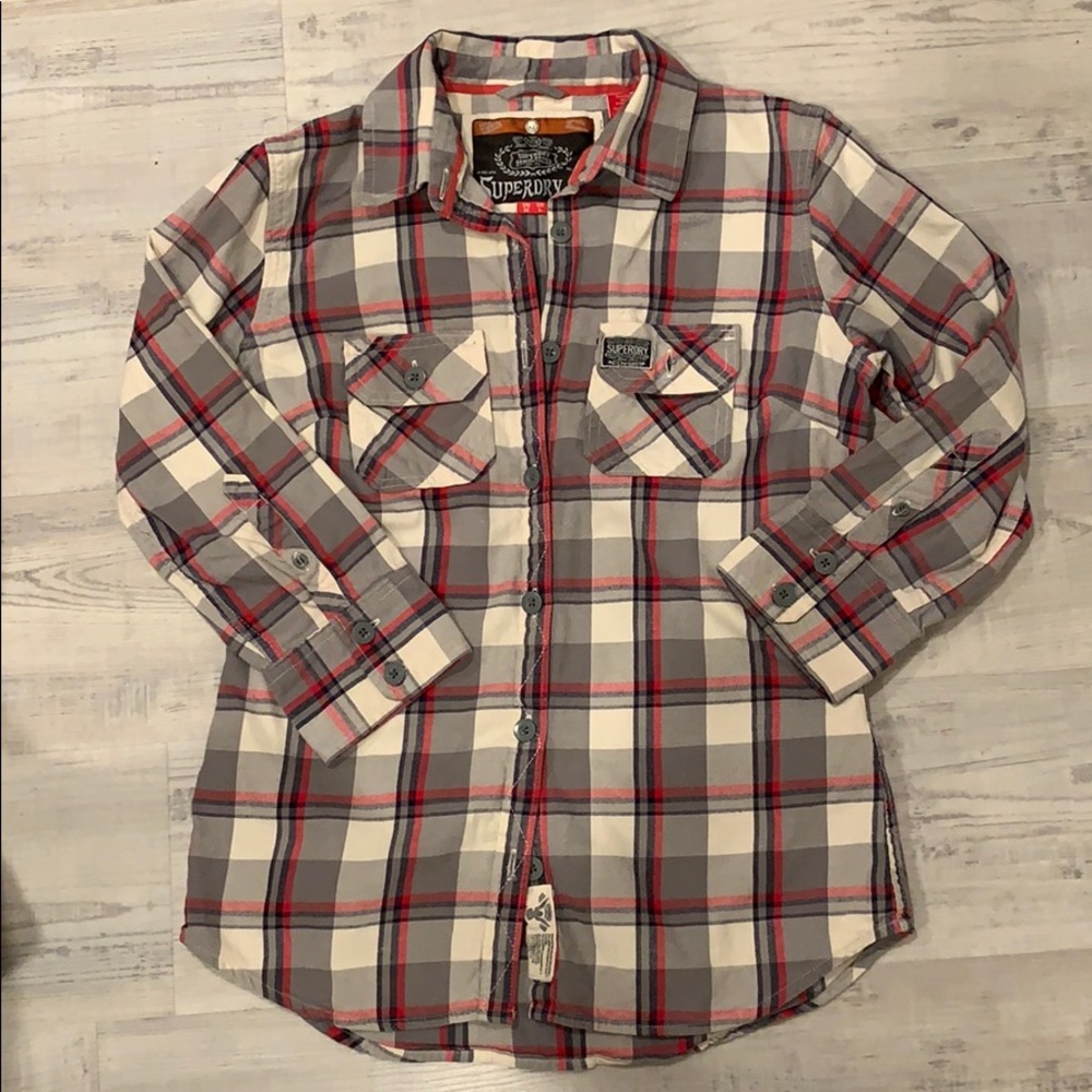 Super dry 3/4 Sleeve Flannel Shirt